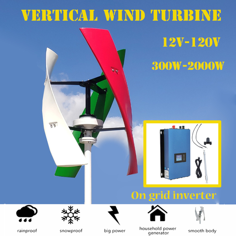 FLTXNY 600w 12v 24v 48v 300RPM Vertical Wind Turbine Magnetic Levitation Wind Generator With 1000w ON Grid Tie Inverter ► Photo 1/6