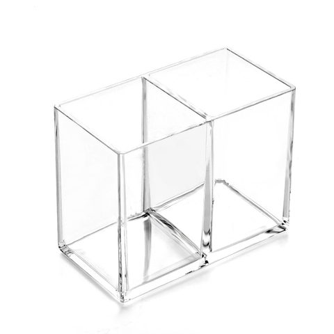 Clear Acrylic Makeup Brush Holder Pen Pencil Cup Holder Cosmetic Storage Case Desktop Stationery Organizer Compartments for Home ► Photo 1/6