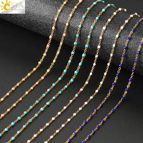 CSJA Fashion Women Stainless Steel Necklace Gold Color Beaded Chain Chokers Necklaces Chic Wedding Gift Collier Femme 2022 S673 ► Photo 1/6