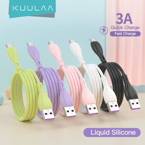 KUULAA Liquid Silicone USB Type C Cable For Samsung S10 QC3.0 Fast Charging Type-C Cable For Huawei POCO x3 USB-C Charger Wire ► Photo 1/6