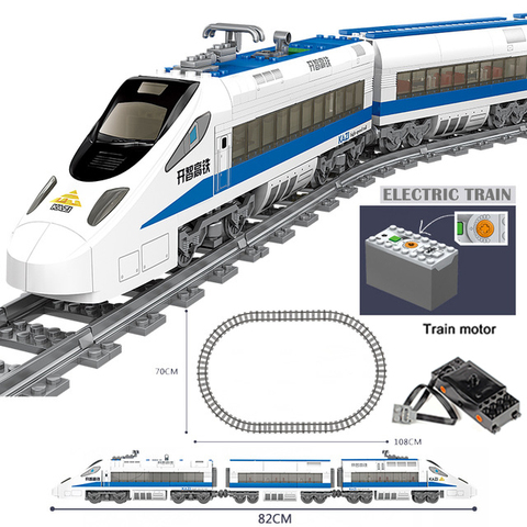 2022 Classic City Train Rail high-tech Battery Powered Electric High-speed Railway Building Blocks Bricks Toys For Kid gifts ► Photo 1/6