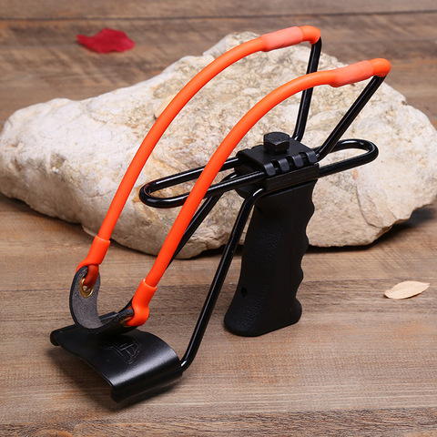 Outdoor Handhold High Quality Random Strong Outdoor hunting Heavy Slingshot Catapult Rubber Band Hunting Metal With Wrist Rest ► Photo 1/6