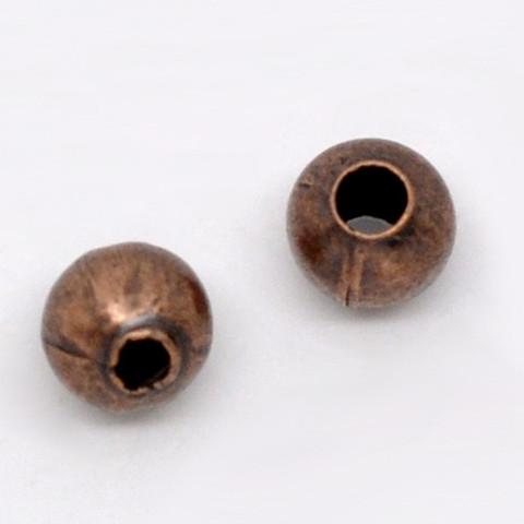 DoreenBeads Iron Based Alloy Spacer Beads Ball Antique Copper DIY Making Jewelry Gifts About 4mm Dia, Hole:Approx 1.3mm, 200 PCs ► Photo 1/3