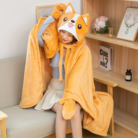 Cute Rabbit&Corgi&Koala&PigPlush Cape Lazy Blanket Soft Cartoon Dinosaur Stuffed Cloak Doll Cosplay Air Blankets Birthday Gift ► Photo 1/6