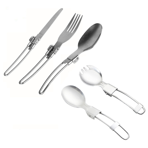 Portable Outdoor Travel Camping Picnic Stainless Utensil Set Foldable Knife/ Fork/ Spoon Cutlery Camping Picnic Tableware ► Photo 1/6
