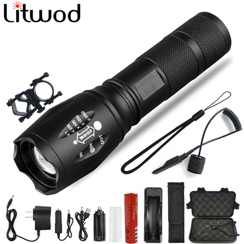 Z45 Led Flashlight Ultra Bright Waterproof Torch T6/L2/V6 zoomable 5 Modes tactiacl flashlight for hunting use 18650 battery ► Photo 1/6