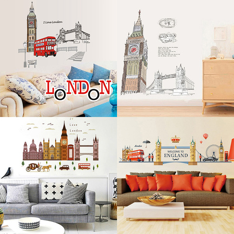 London Wall Decals City Silhouette England Building Vinyl Murals Living Room Office Wall Art Rotterdam Stickers Home Decoration ► Photo 1/6