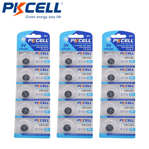 3Pack/15Pcs PKCELL batteries CR1225 3V BR1225 EBR1225 CR 1225 3V  Lithium Battery Thermometer battery ► Photo 1/6