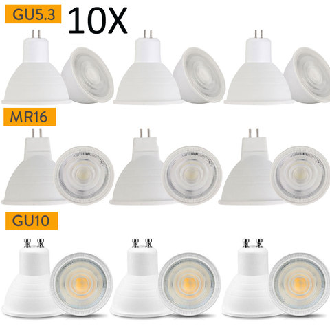 10Pcs LED Lamp GU10 LED Bulb Spotlight Dimmable 7W 220V MR16 COB Chip 30 Degree Beam Angle For Home Office Decor Lamp Light ► Photo 1/6