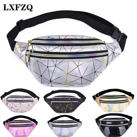 Waist Bags Women Pink Silver Fanny Pack female banana Belt Bag Wallet Bag Leg Holographic Waist Packs Laser Chest Phone Pouch ► Photo 1/6