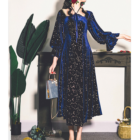 Vintage Party Dress Women Evening French Elegant Retro Dress Female Casual Long Sleeve Flroal Midi Dress Korean 2022 Autumn Chic ► Photo 1/6