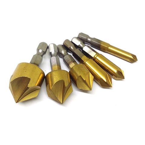 Hige quality 3pc HSS 5 Flute Countersink Drill Bit Set 90 Degree 1/4