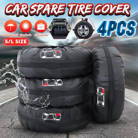 Universal 4pcs S/L Car Spare Tire Cover Case Polyester Tires Storage Bag Carrier Auto Tyre Wheel Protector Dustproof Waterproof ► Photo 1/6