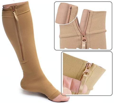 Women Zipper Compression Socks Prevent Varicose Veins Socks Slim Burn Fat Functional Sleeping Beauty Leg Shapper Socks ► Photo 1/6