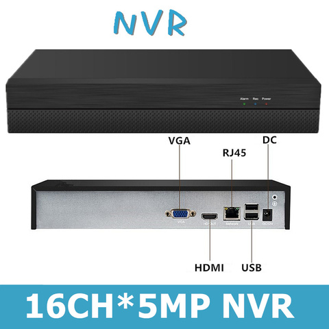 16CH*5.0MP H.265/H.264 NVR Network Digital Video Recorder 2592*1944 1 SATA Support MAX 6TB Onvif CMS XMEYE CCTV Security  ► Photo 1/6