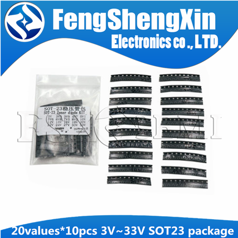 20values X10pcs=200pcs 3V~33V Zener diode SOT23 package Samples ki KIT 3V3  3V9 4V7  5V1  5V6 6V8 7V5 8V2 10V 12V 15V ► Photo 1/6