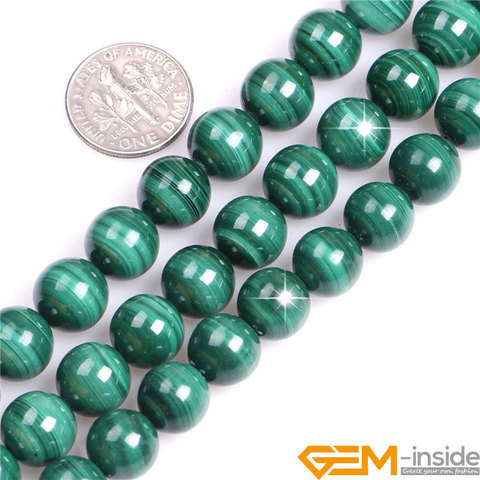 Natural Stone Malachite Round Spacer Loose Beads For Bracelet,Necklace Jewelry Making Strand 15