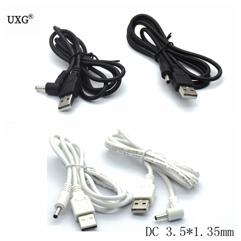 Black & White USB 2.0 A to DC 3.5 mm/1.35 mm 5 Volt DC Barrel Jack Power Cable type M 1m 3 feet 5v 2a ► Photo 1/5