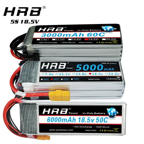 HRB 5S 18.5V Lipo Battery 5000mah 6000mah 1800 2200mah 2600mah 3000mah 3300mah 4000mah 10000mah 12000mah For helicopter 10S ► Photo 1/6