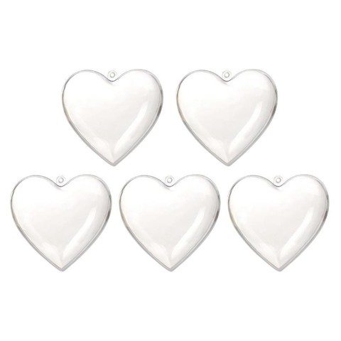 5pcs/set Transparent Plastic Christmas Trees Acrylic Heart-shaped Fillable Ball Clear Ornament Gift Present Box Decoration 8cm ► Photo 1/6