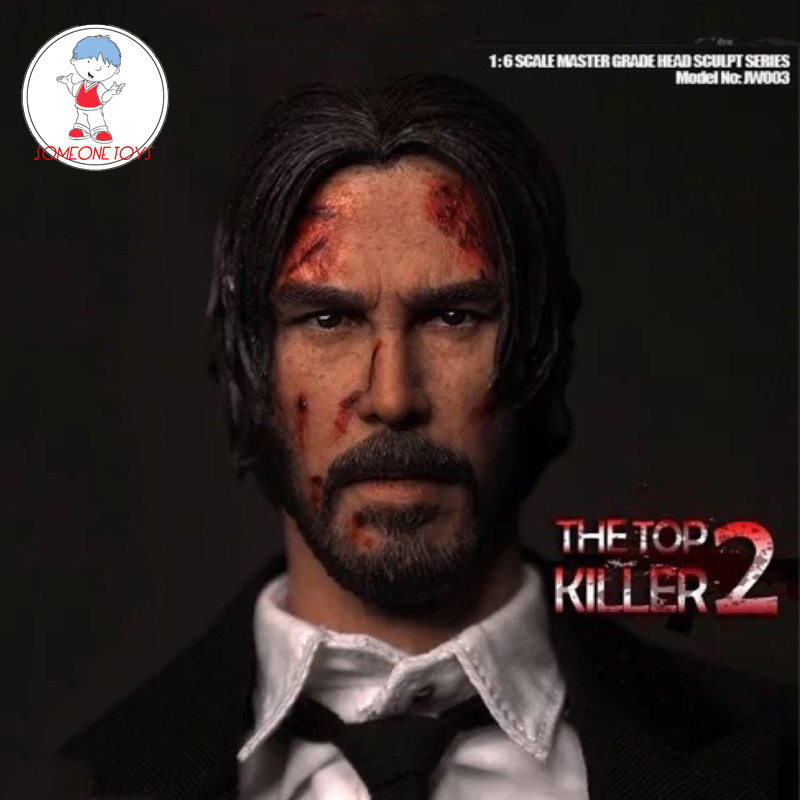 Buy Online 1 6 The Killer John Wick Head Sculpt Keanu Reeves Head Carved Male Head Model Battle Damaged For Hot Toys Figure Body Alitools