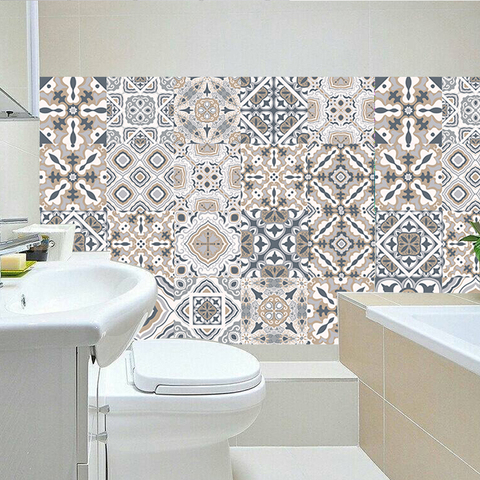 Arabic Retro Tile Stickers, Bathroom Vinyl Floor Tiles Self Adhesive