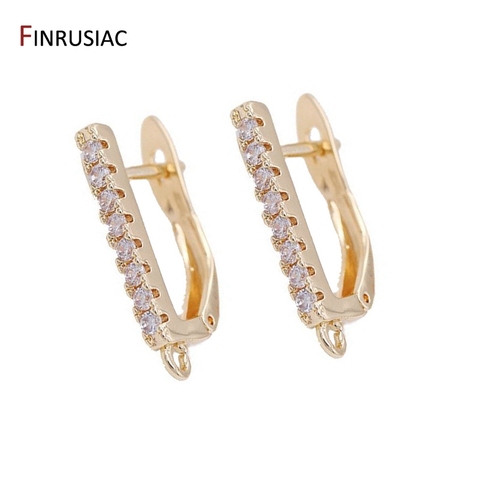 Creative Zircon Earring Hooks Clasps For Women Earrings Jewellery Making 14k Gold Plated Earwire Earring Hook Findings ► Photo 1/6