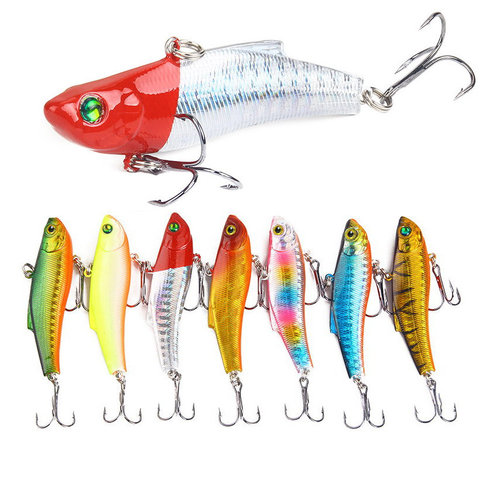 1PCS 7cm/18g Winter Sea Hard Fishing Lure VIB Bait 3D Eyes With Lead Inside Diving Swivel Jig Wing Sinking Wobbler Crankbait ► Photo 1/6