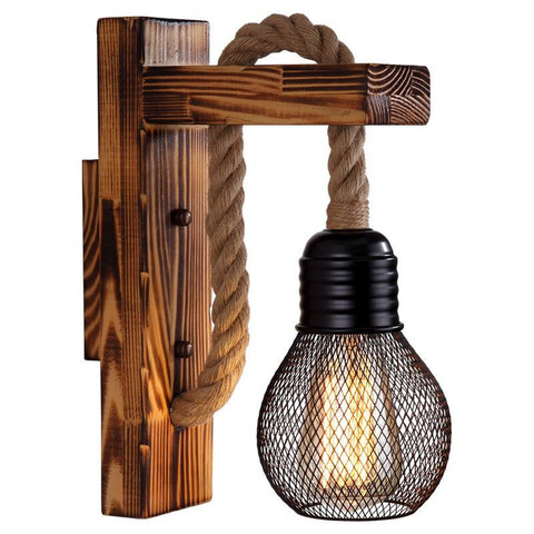 Artpad American LOFT Industrial Retro Wall Lamp E27 wood LED  Corridor Balcony Light for Indoor Fixtures wooden base ► Photo 1/6