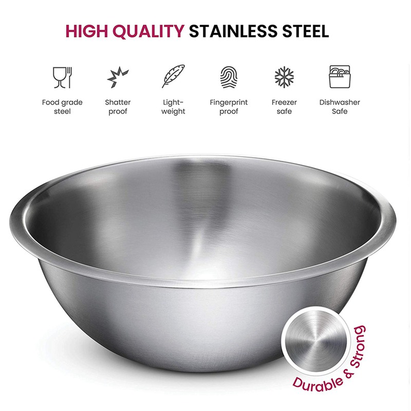 6Pcs Stainless Steel Bowls Set 1.5-5L Capacity Nesting Mixing Bowl Kitchen  Bowls