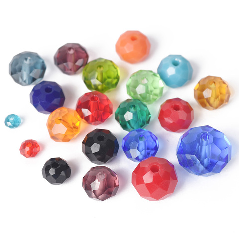 Solid Color 3x2mm 4x3mm 6x4mm 8x6mm 10x7mm 12x8mm Rondelle Faceted Czech Crystal Glass Loose Spacer Beads for Jewelry Making DIY ► Photo 1/6