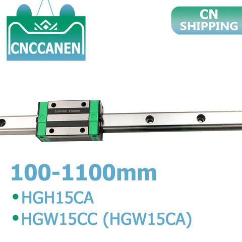 1PCS HGR15 HGH15 Square Linear Guide Rail Any Length+1PCS Slide Block Carriage HGH15CA /Flang HGW15CC CNC Parts Router Engraving ► Photo 1/6