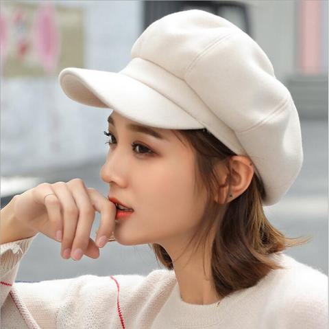 Autumn Winter Hats for Women Solid Plain Octagonal Newsboy Cap Men Ladies Casual Wool Hat Winter Beret Women Painter Caps ► Photo 1/6