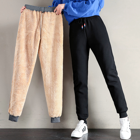 High Waist Women Leggings Warm Pants Cashmere Lambskin Winter