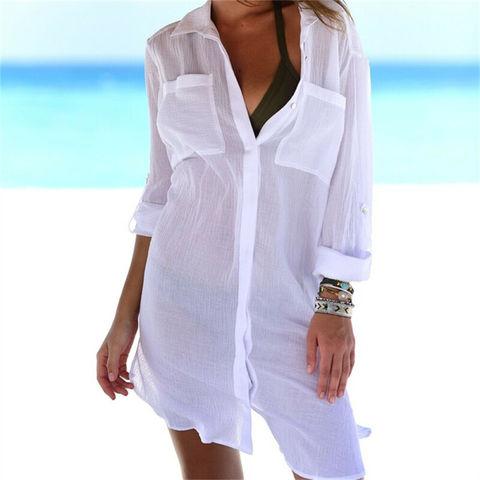 Hot 2022 Cotton Tunics for Beach Women Swimsuit Cover-ups Woman Swimwear Beach Cover up Beachwear Mini Dress Saida de Praia ► Photo 1/6