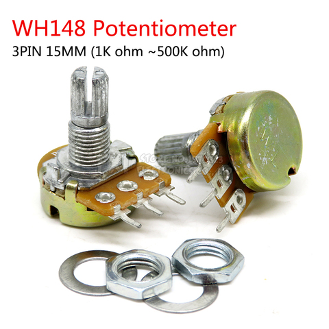 5pcs WH148 B1K B2K B5K B10K B20K B50K B100K B500K 3Pin 15mm Shaft Amplifier Dual Stereo Potentiometer 1K 2K 5K 10K 50K 100K 500K ► Photo 1/6