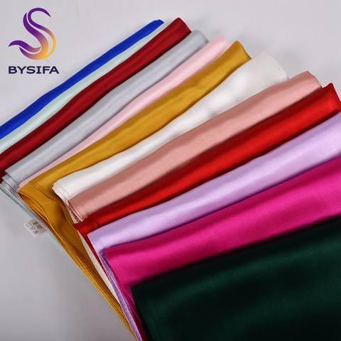 [BYSIFA] New Solid Color Silk Scarf Shawl Ladies Fashion Luxury 100% Pure Silk Long Scarves Summer Beach Shawl Cover-ups Brand ► Photo 1/6