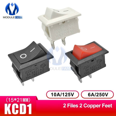 10PCS/Lot  6A AC 250V AC250V Rocker Switch Boat Power Switch 2 Position 2 Pin 2Pin Light Switch15*21mm 15X21mm Without Light ► Photo 1/6
