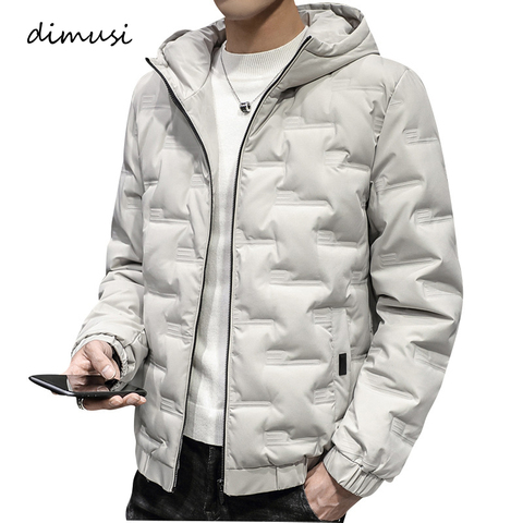 DIMUSI Winter Men's Bomber Jacket Fashion Light Down Warm Hooded Coats ...