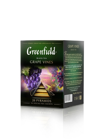 Tea black Greenfield grape vines in pyramids 20*1,8g gift tea sets  tea bag assorted black tea with additives гринфилд fruit tea ► Photo 1/2