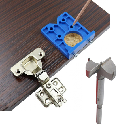 Hinge Hole Drilling Guide Locator Hinge Drilling Jig Drill Bits Woodworking Door Hole Opener Cabinet Accessories Tool 35mm ► Photo 1/6