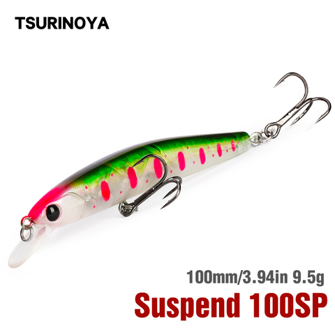 TSURINOYA NEW Minnow Fishing Lure DW70 100SP 100mm 9.5g Suspending Minnow Jerkbait Wobbler Bionic Swimbait Bass Pike Lure Bait ► Photo 1/6