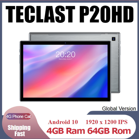 Teclast P20HD 4G Phone Call Tablets Octa Core 10.1 inch IPS 1920×1200 4GB RAM 64GB ROM SC9863A GPS Android 10 6000mAh tablet Pc ► Photo 1/6