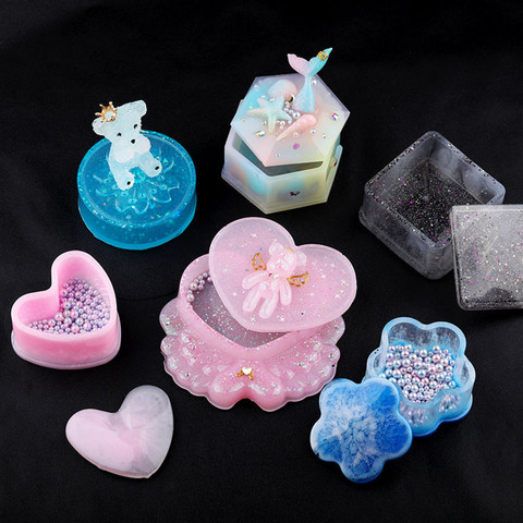 SNASAN Storage box different shapes Resin Silicone Mould Jewelry Making DIY tool UV epoxy resin Box silicone mold ► Photo 1/6