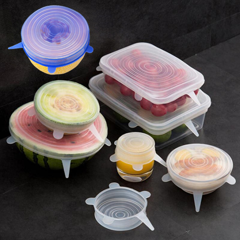 6pcs Universal Reusable Silicone Stretch Lids Food Wrap Silicone Cover for Cookware Bowl Pan Cooking Kitchen Accessories ► Photo 1/6