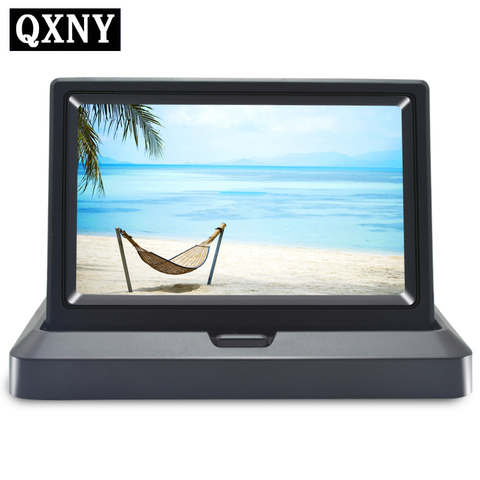 QXNY car folding monitor HD video car parking monitor TFT LCD screen 4.3 or 5 inch display with retail box ► Photo 1/6