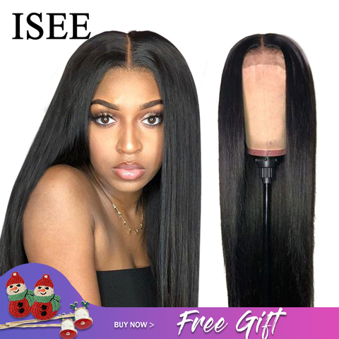 ISEE HAIR Straight Lace Front Human Hair Wigs For Women 13X4 Lace Frontal Wig Malaysian Straight Lace Closure Wig 4X4 Lace Wig ► Photo 1/6
