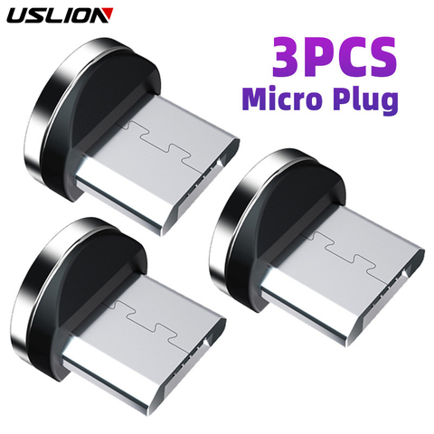 USLION 3 Pcs Magnetic Plug Magnetic Charging Cable Tips Adapter 8 Pin Micro Type C Magnet Connector For iphone Xiaomi Huawei ► Photo 1/4
