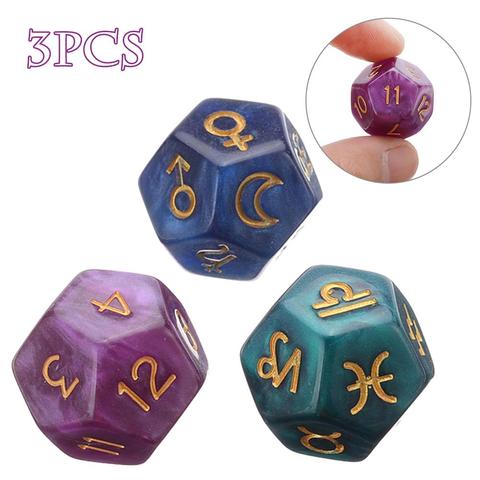 3Pcs 12-Sided Dice Astrology Tarot Card Multifaceted Constellation Dice Leisure And Entertainment Toys For Party Game ► Photo 1/6