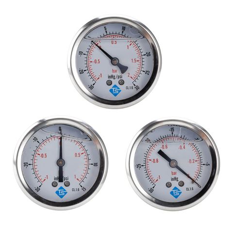 1/4 BSP Back Compound Pressure Vacuum Gauge Glycerine Filled 68mm -1~0/1/2 Bar -30*Hg + 0/15/30 PSI  G8TB ► Photo 1/6